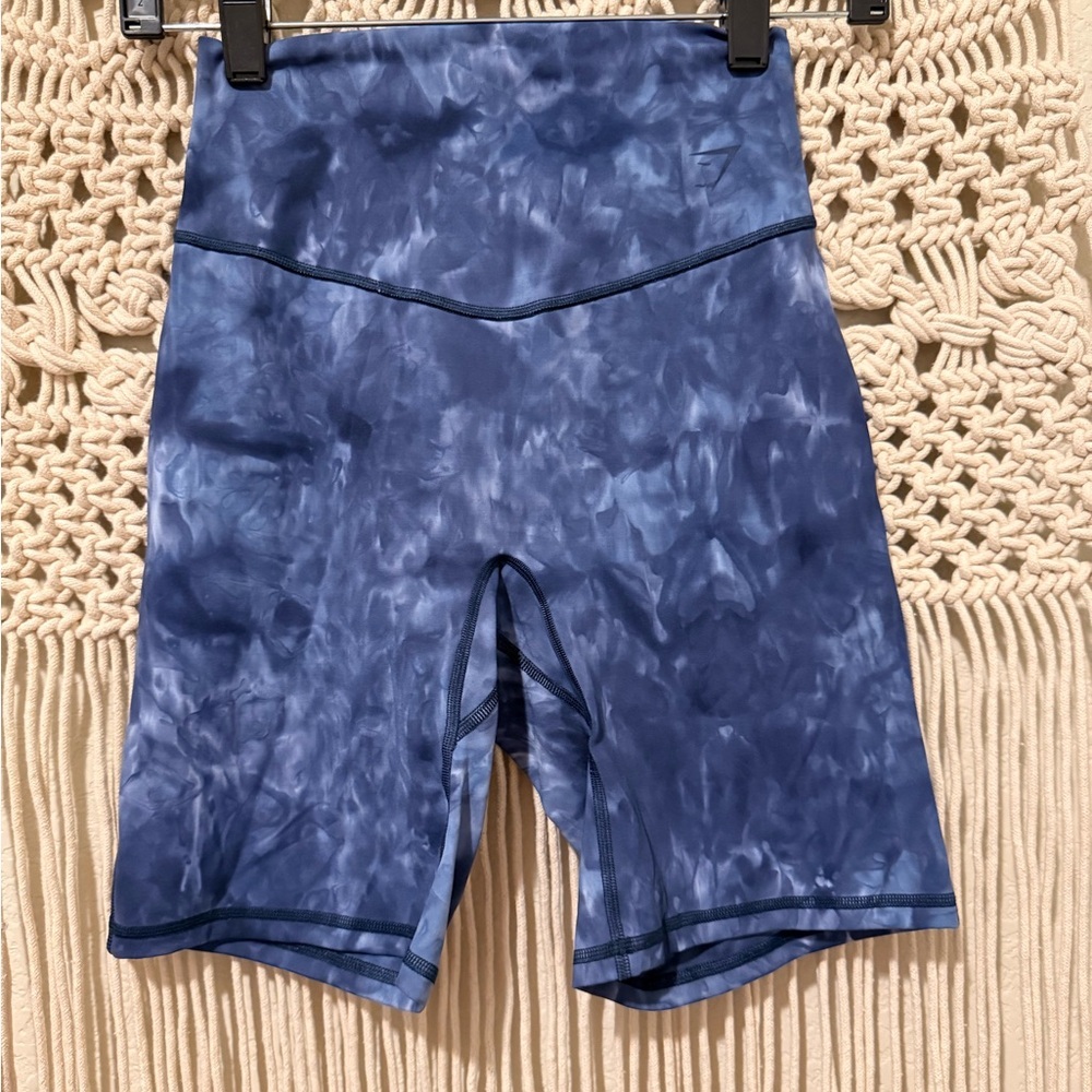Women’s Gymshark Tie Dye Blue Biker Shorts Small Trendy‎ Activewear for Gym